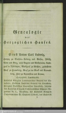 Genealogie des Herzoglichen Hauses