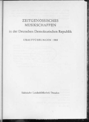 13.1988: Uraufführungen 1988