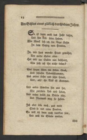 Am Schlus eines glüklich durchlebten Jahrs.