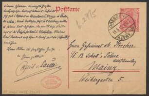 Brief an Ludwig Strecker (senior) und B. Schott's Söhne : 20.05.1919