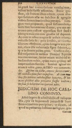 Iudicium De Hoc Casalino Convivio.