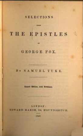 Selections from the epistles of George Fox