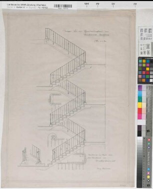 Arnsberg, Landgericht, Erweiterungsbau, Treppe, Konstruktionszeichnung