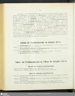 Lehrplan der Gewerbzeichenschule im Lehrjahre 1882/83