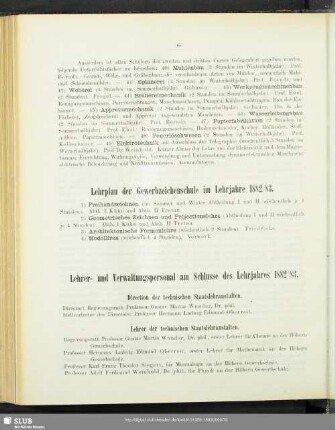 Lehrplan der Gewerbzeichenschule im Lehrjahre 1882/83