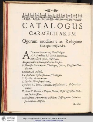 CATALOGUS CARMELITARUM