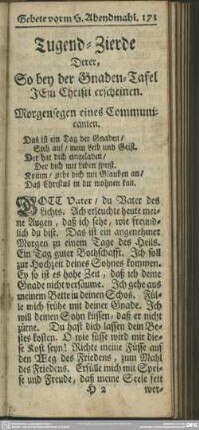 Tugend-Zierde Derer, So bey der Gnaden-Tafel Jesu Christi erscheinen