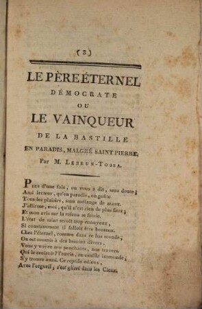 Le Père Éternel Démocrate Ou Le Vainqueur De La Bastille En Paradis, Malagré Saint-Pierre