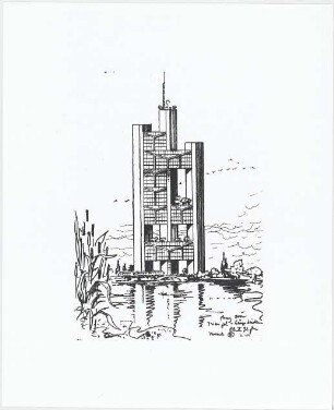 Schneider - Esleben, Paul; Düsseldorf, ARAG - Platz 1; 'ARAG 2000', Hauptverwaltung der Allgemeinen Versicherungs-AG - Entwurf: Hochhaus (Ansicht)