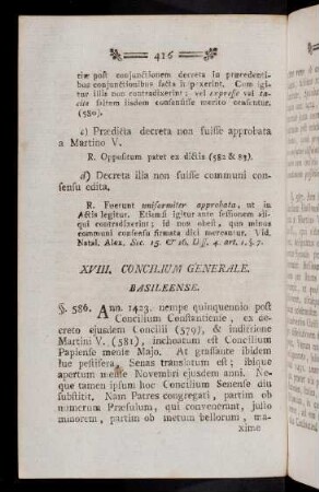 416-426, XVIII. Concilium (§ 586 - 601)