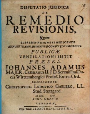 Disp. iur. de remedio revisionis