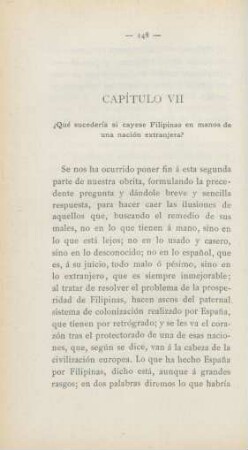Capítulo VII. ?Qué sucedería si cayese Filipinas en manos de una nación extranjera?