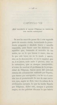 Capítulo VII. ?Qué sucedería si cayese Filipinas en manos de una nación extranjera?