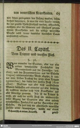 Das II. Capitel. Vom Tripper und weissen Fluß