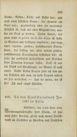 109. An den Consistorialrath Jacobi in Celle.