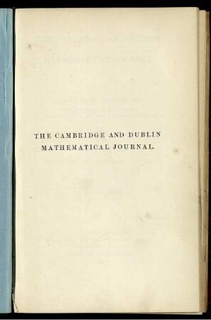 3: The Cambridge and Dublin mathematical journal