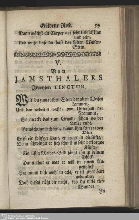 V. Von Jamsthalers Zweyten Tinctur
