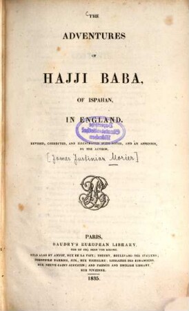 The Adventures of Hajji Baba of Ispahan, in England