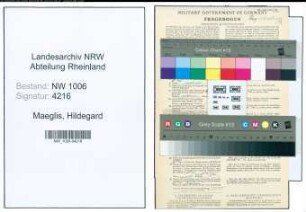 Entnazifizierung Hildegard Maeglis , geb. 19.09.1901 ()