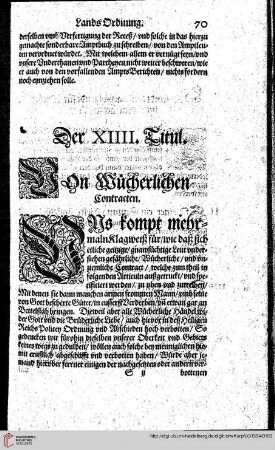 Titul XIV Rubr. I Von Wücherlichen Contracten