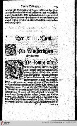 Titul XIV Rubr. I Von Wücherlichen Contracten