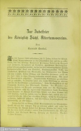 Zur Jubel-Feier des Königlich Sächs. Altertumsvereins