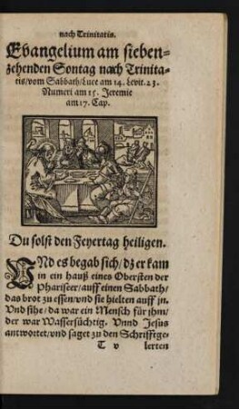 Evangelium am siebenzehenden Sontag nach Trinitatis/ vom Sabbath ...