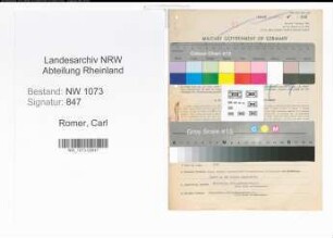 Entnazifizierung Carl Romer , geb. 19.12.1900 (Sparkassenangestellter)