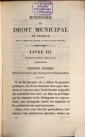 Histoire du Droit Municipal en France. T.2 (1829)