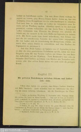 Kapitel III. Die privaten Beziehungen zwischen Johann und Luther 1521 - 1523