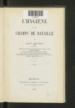 L'hygiène sur les champs de bataille