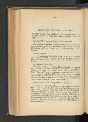 Fifth Ordinary General Meeting: Forestry in the Colonies and in India. Dr. Schlich.