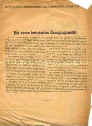 Ein neues technisches Reinigungsmittel
