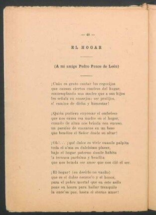 El Hogar : (A mi amigo Pedro Ponce de León)