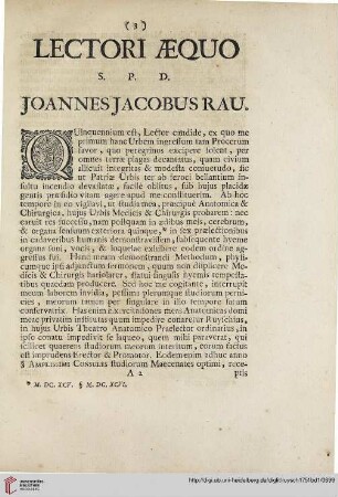 Lectori Aequo s.p.d. Johannes Jacobus Rau
