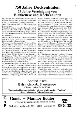 750 Jahre Dockenhuden : 75 Jahre Vereinigung von Blankenese und Dockenhuden