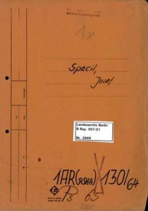 Personenheft Josef Spacil (*03.01.1907, +13.02.1963), SS-Standartenführer