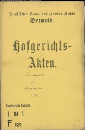 Freudenow (Freudenau), Ilse, Statius' Witwe gegen Drewes Hagemeyer zu Brüntorf - Schuldforderung