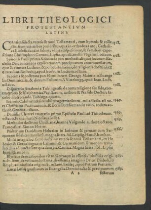 Libri Theologici Protestantium Latini.
