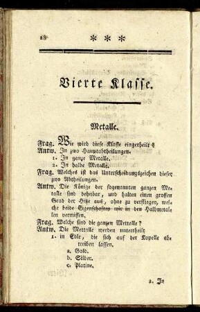 Vierte Klasse. Metalle.