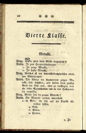 Vierte Klasse. Metalle.