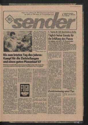 Betriebszeitung 'WF-Sender', Nr.49/1986 (1. Dezemberausgabe 1986)