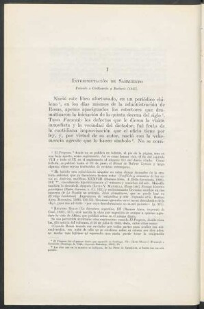 I - Interpretación de Sarmiento : Facundo o Civilización y Barbarie (1845).