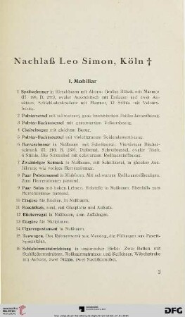 Nachlaß Leo Simon, Köln (Nr. 1-422)