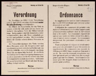 "Verordnung." Pflicht der Gemeinden, Vieh angemessen zu versorgen