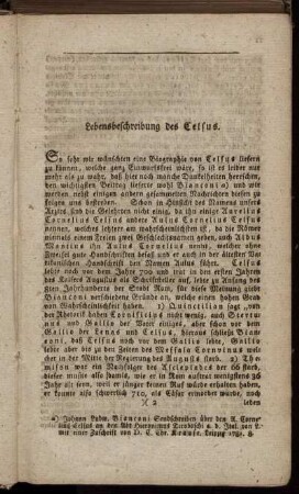 Lebensbeschreibung des Celsus.