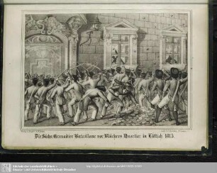 Die Sächs. Grenadier Bataillone vor Blüchers Quartier in Lüttich 1815
