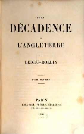 De la décadence de l'Angleterre, 1