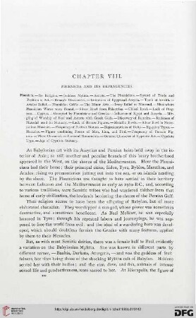 Chapter VIII: Phœnicia and its dependencies