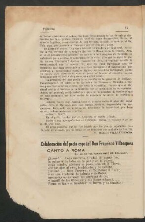 Canto a Roma : Del poema "El juramento de Bolívar". Colaboración del poeta español Don Francisco Villaespesa